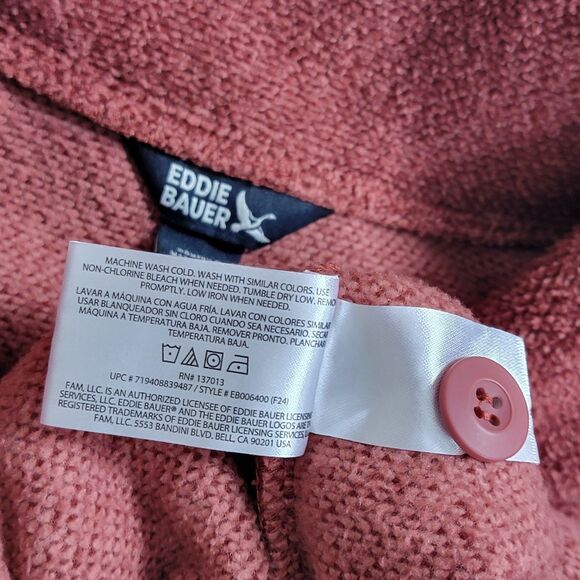 Eddie Bauer Sweater Womens Small Rust 1/4 Button Up Fleece Pullover EB006400 - Picture 12 of 13